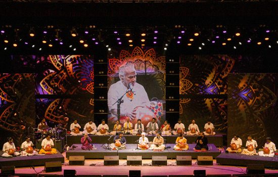 Mahindra Percussion Festival stage in Bengaluru featuring classical and contemporary percussion performances in 2026.