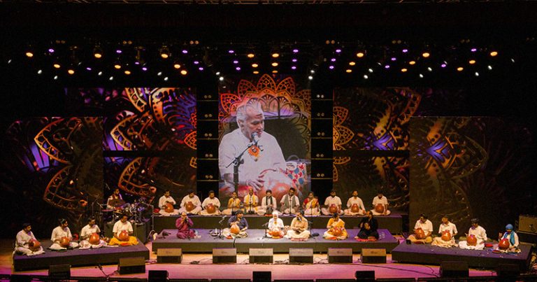 Mahindra Percussion Festival stage in Bengaluru featuring classical and contemporary percussion performances in 2026.